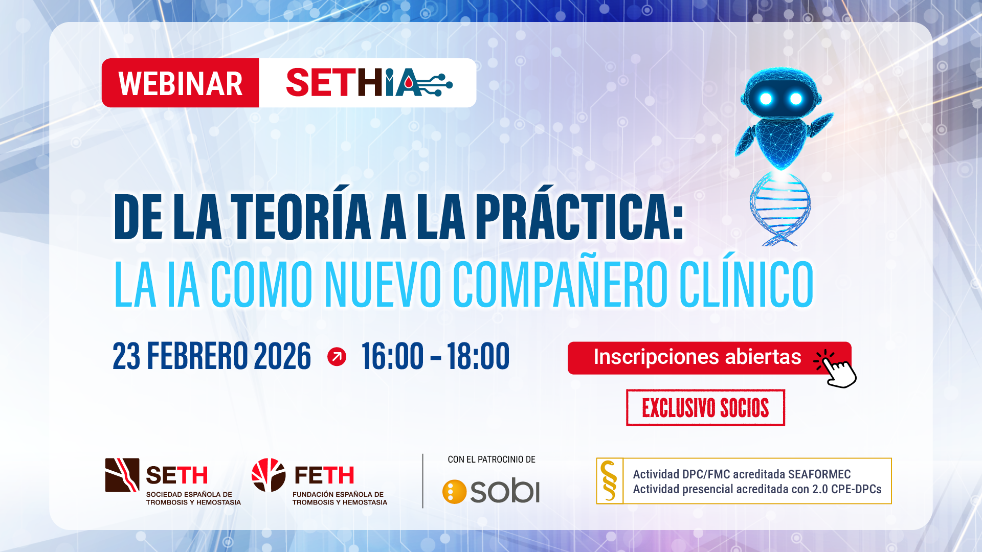 Webinar «De la teoría a la práctica: la IA como nuevo compañero clínico»