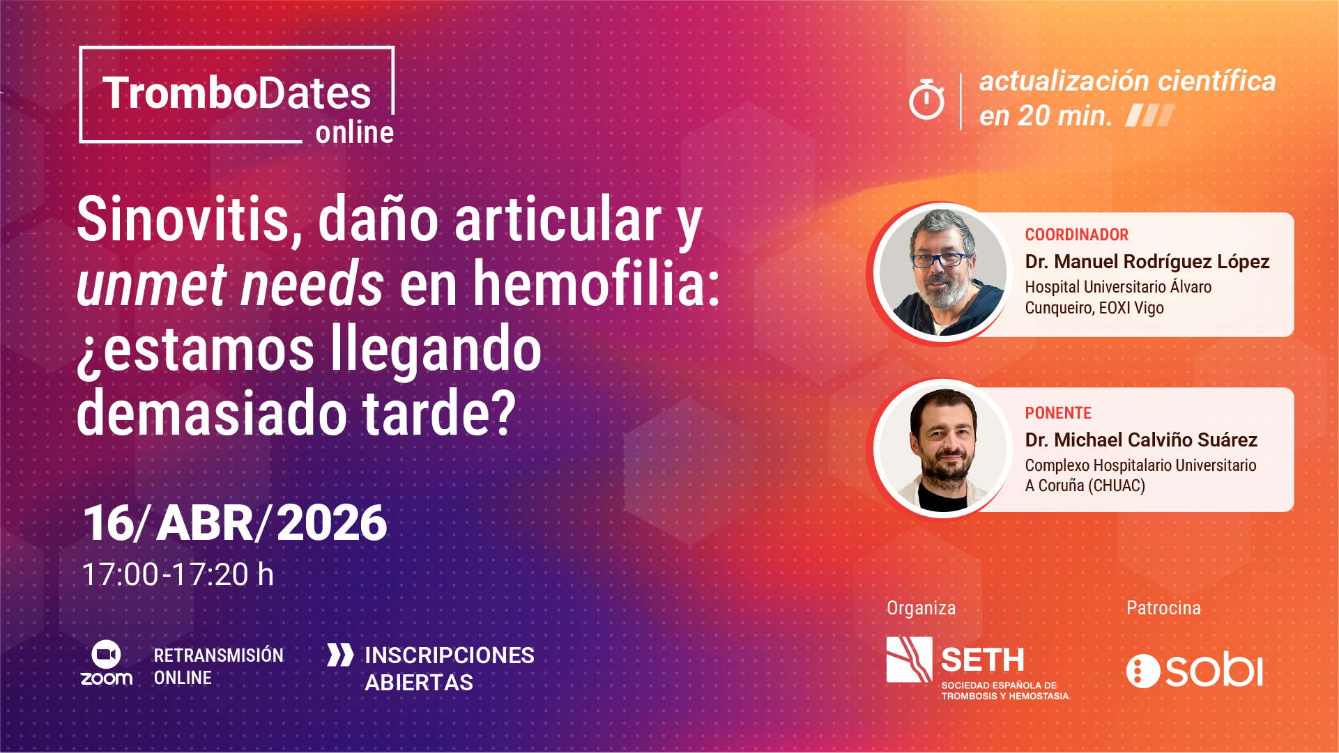 TromboDates: Sinovitis, daño articular y unmet needs en hemofilia: ¿llegamos demasiado tarde?