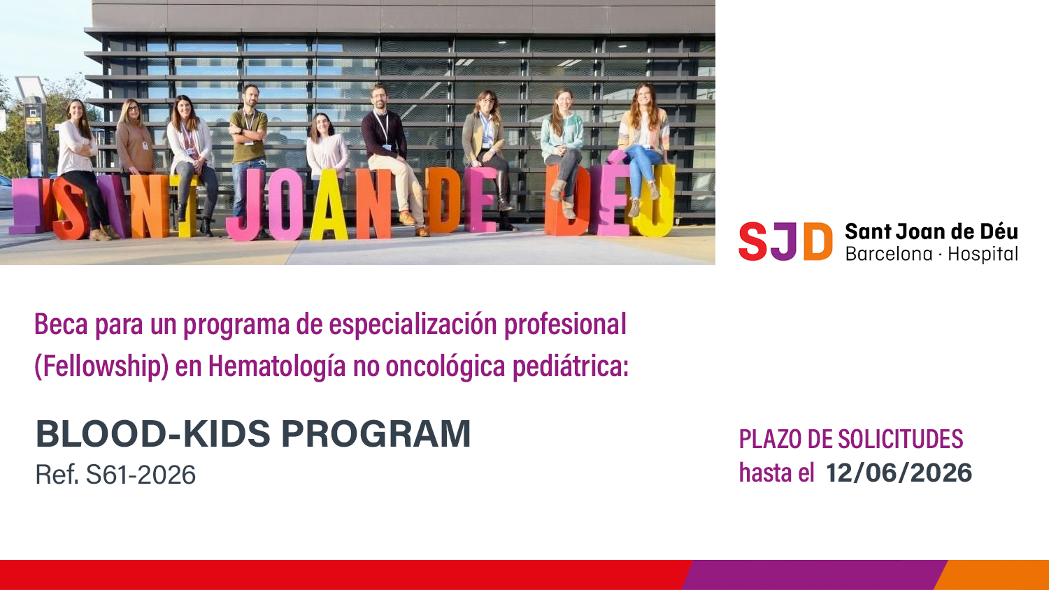 Beca para un programa de especialización profesional (Fellowship) en Hematología no oncológica pediátrica
