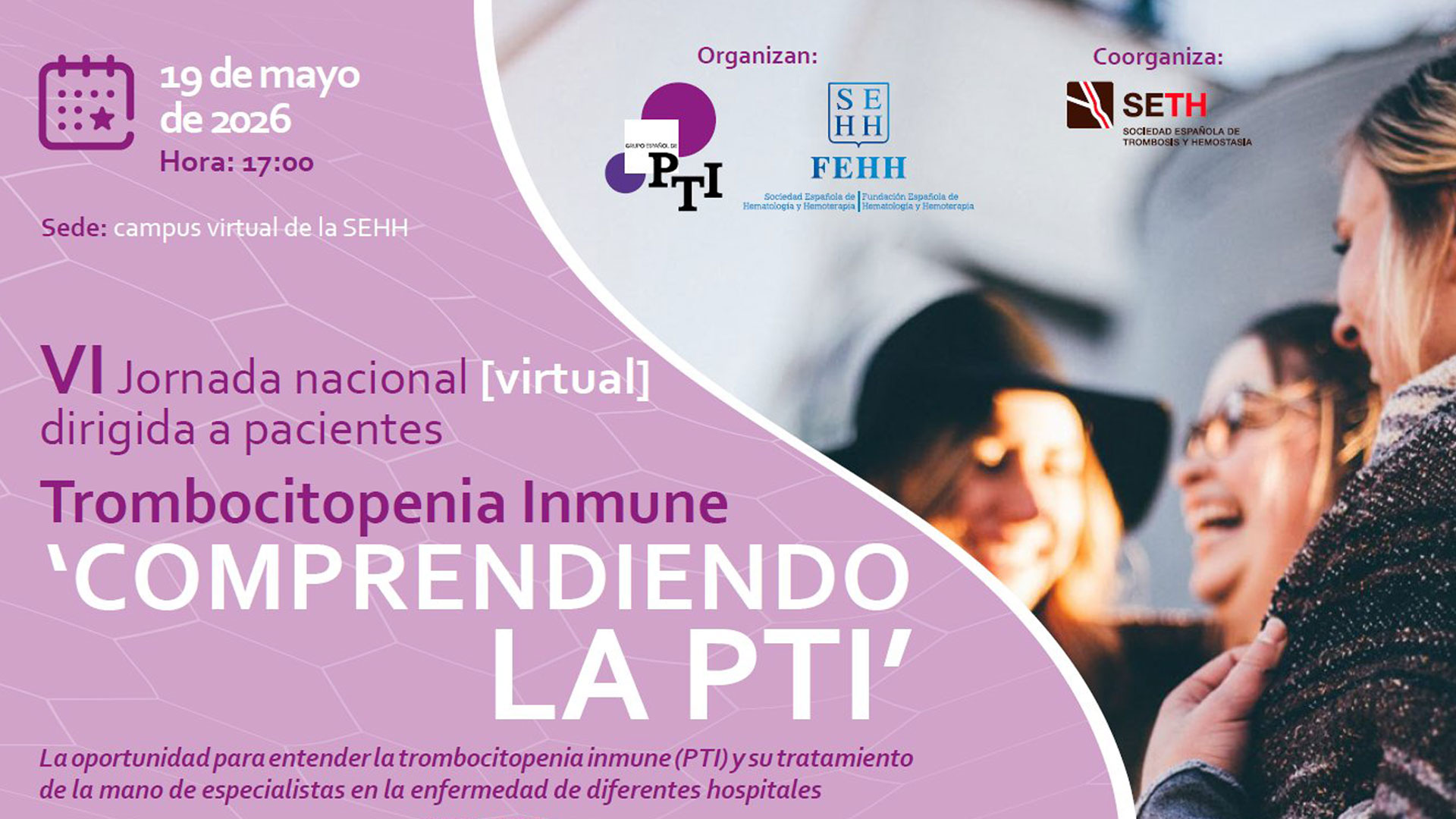 VI Jornada nacional dirigida a pacientes Trombocitopenia Inmune «Comprendiendo la PTI»